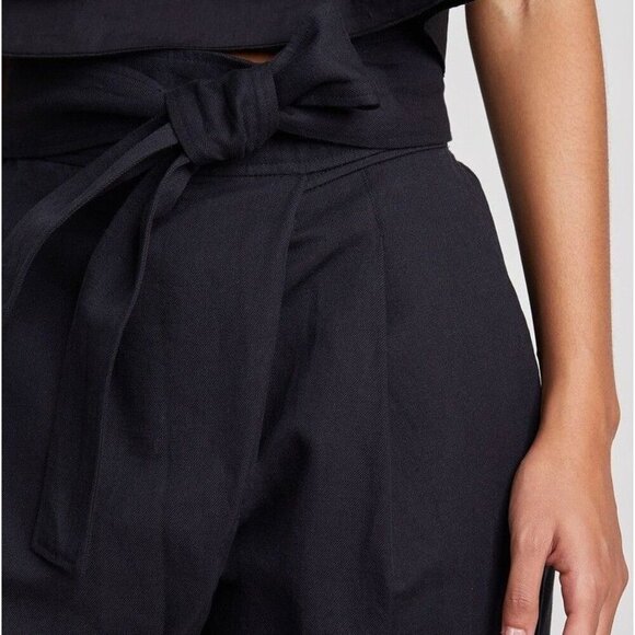 APiece Apart Isa Wrap Elasticated Waist Dark Blue Pleat Front Tapered Trousers - Picture 4 of 14